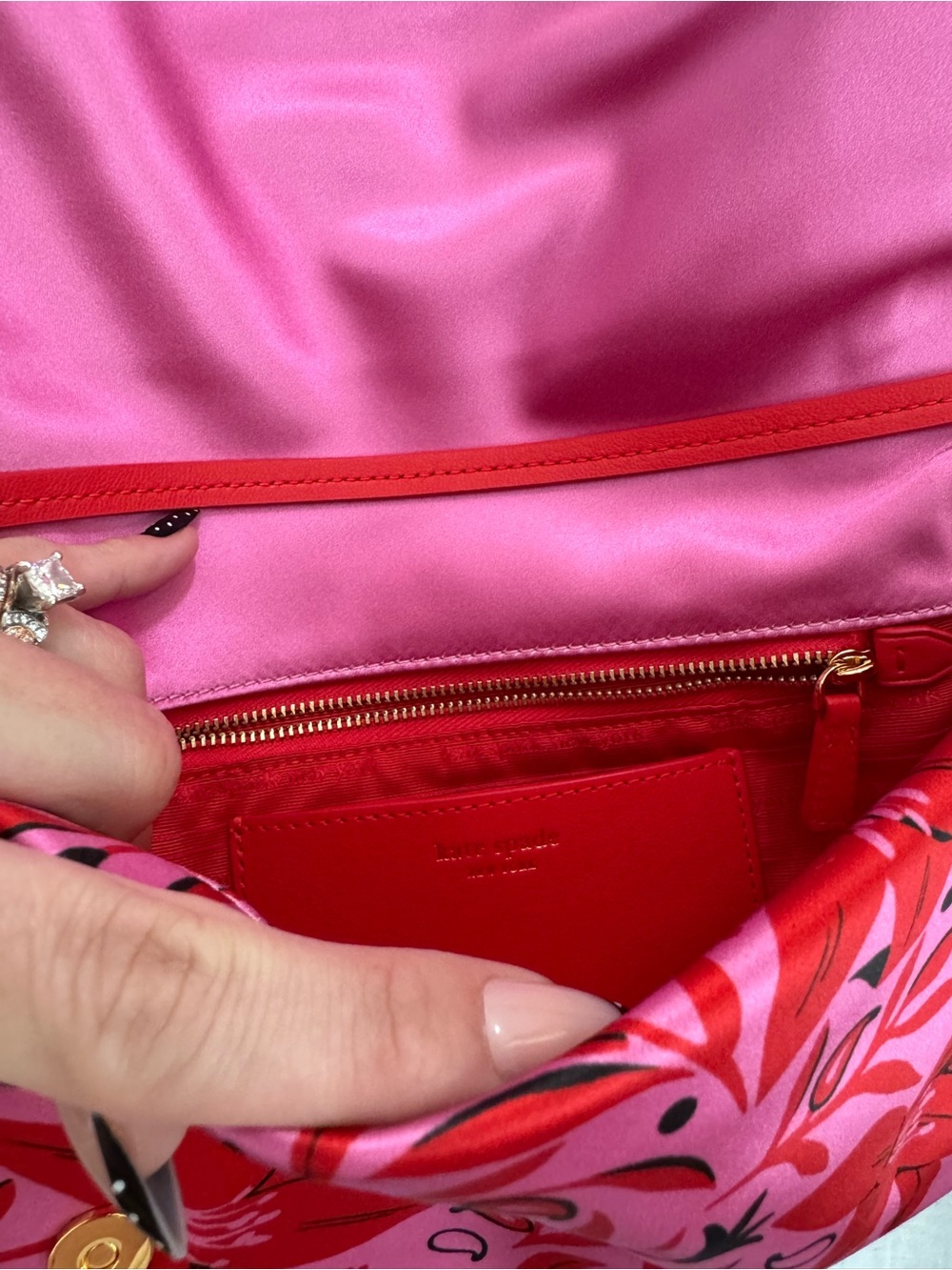 Kate Spade Satin Floral Bandana Clutch with Chain - Picture 8 of 11